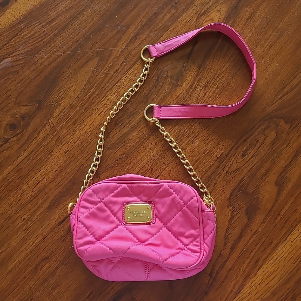 Michael Kors Pink and Gold Crossbody Bag with Chain Strap